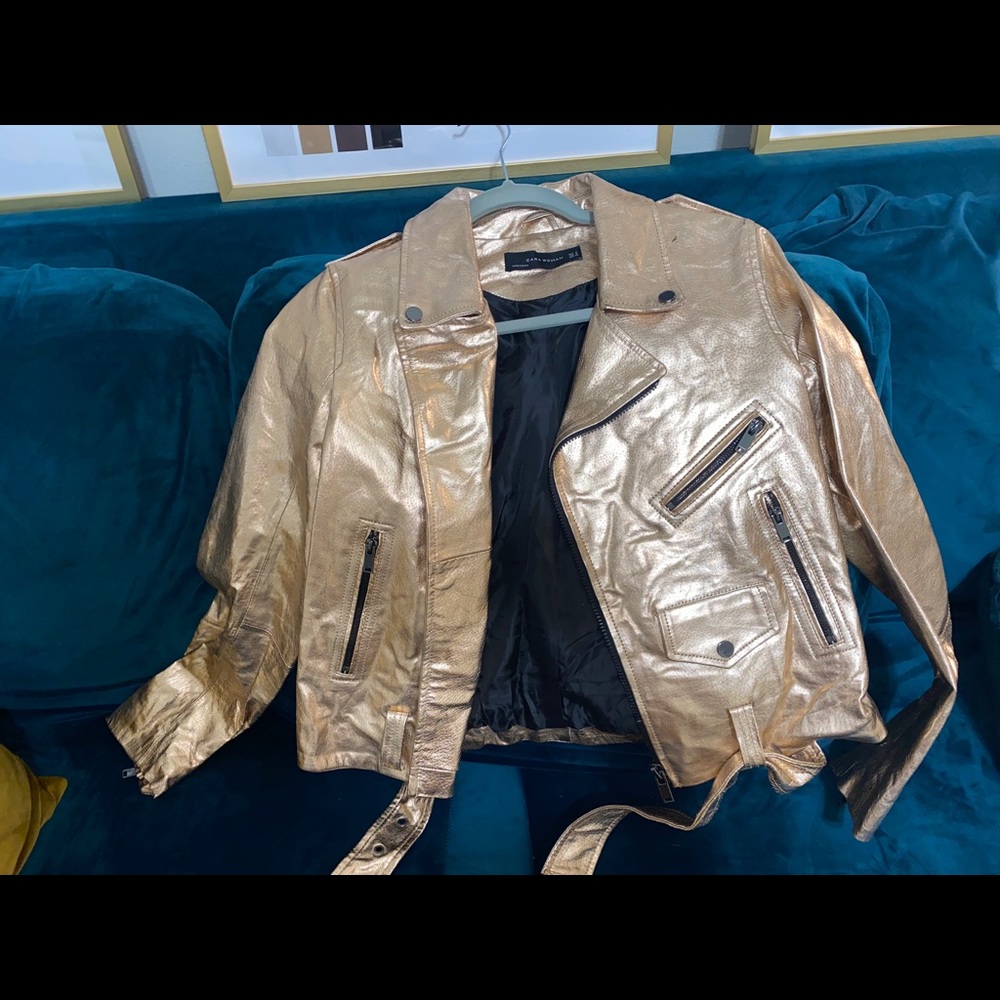 Zara Metallic Pleather Jacket